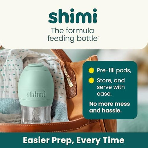 9oz, 2-Hole Pack 2 Shimi Baby Formula Bottles Refillable Formula Pods, Easy-to-Use Ultra-Durable Tritan Baby Bottles