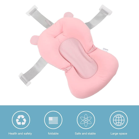 CDQL Baby Bath Seat Cushion, Floating Safe Foldable Adjustable Infant Bath Supporter for Newborn, Soft Bath Pillow Baby