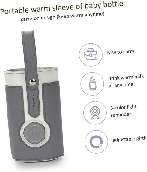 Yardwe Portable USB Bottle Warmer Bag Intelligent Multi Gear Temperature Control the Go Heating for Breastmilk