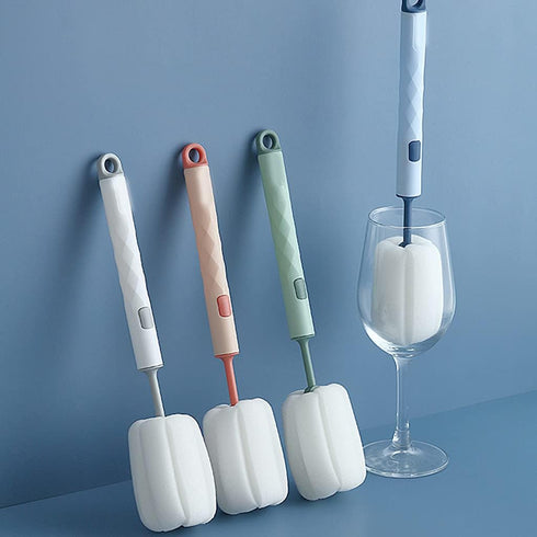Ouxuefen Sponge Cup Brush Long Handle for Coffee Glasses Pot Milk Cup Mugs Wine Bottle Baby Bottle Kitchen Dish Washing