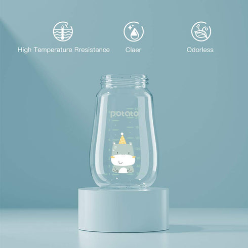 3-6 2 6 oz, POTATO Glass Baby Bottles, Anti-Colic Breastfeeding Bottles with Medium Flow Nipple, Suitable for Babies