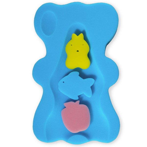 HALLO Soft Infant Bath Sponge - Skid Proof Baby Bath Mat, Newborn Odor Free (Blue)