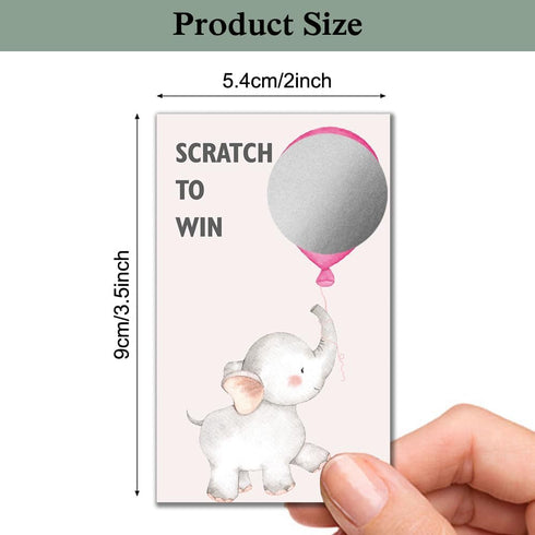 50 Pack Baby Shower Theme Scratch Off Game - Elephant Balloon Scratch Card for Baby Shower Birthday Party Lottery