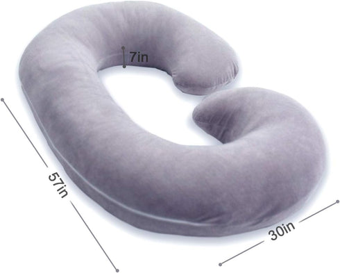 1 MIDDLE ONE Pregnancy Pillow, C Shaped Full Body Pillow for Maternity Support and Pregnant Women Sleeping with Velvet