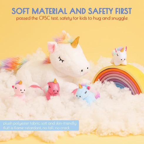 5 Pieces Unicorn Toys for Girls, 1 Mommy Unicorn with 4 Babies, Soft Plush Unicorn Gifts for Kids 3-9 Years