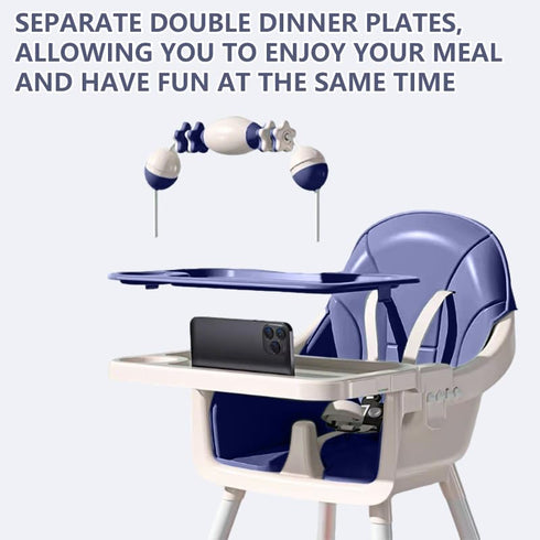 Virplik 4-in-1 Baby High Chair for Babies & Toddlers, High Chair with Detachable PU Cushion, Removable Tray, Adjustable