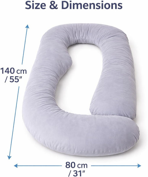 Generic 140x80cm Luxury U Shaped Body Pillow for Pregnancy - Soft Velvet Maternity Pillow for Sleeping & Nursing