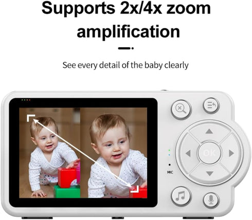Winnes 2.8'' 2.4 2X/4X,No Screen,6 Baby Monitor with Camera LCD Screen Video Baby Monitor GHz Temperature Sensor VOX