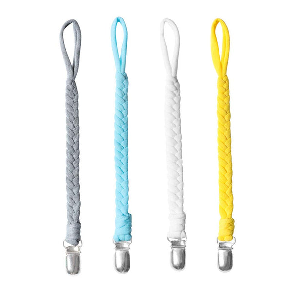4 Pieces Pacifier Clips for Infant Boys and Girls, Universal Braided Soothie Leash for All Pacifiers