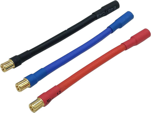 Nuofany 3pcs/Set 6.5MM 10AWG 10CM (6.5mm 6.5mm Bullet Male to Female ESC Extension Cable for RC Car Boat Brushless