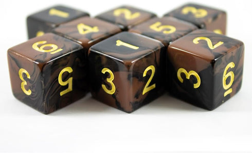 Black and Brown D6 Dice Set - 8 Dice - 'Werewolf'