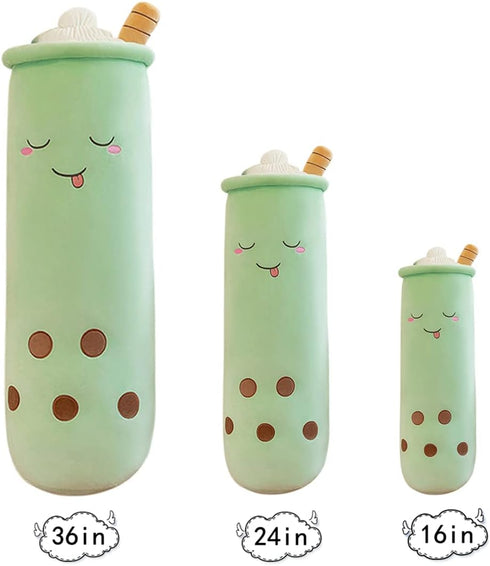 Cute Plushies Boba Plushie Long Pillow, Bubble Tea Stuffed Animal Gift for Kids and Adults (36 Inch)