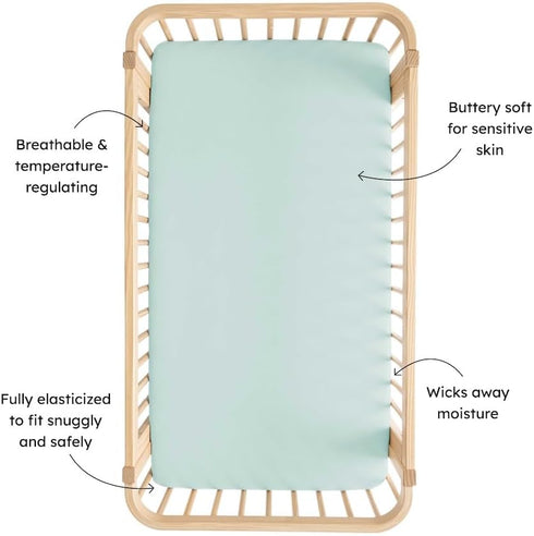 Ultra-Gentle Standard Fitted Crib Sheet - Bamboo Rayon Crib Sheet in Sage