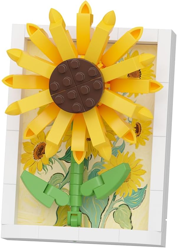 Sacblirr Sunflowers Mini Flower 3D Picture Frame Micro Building Toy Set Block Decor