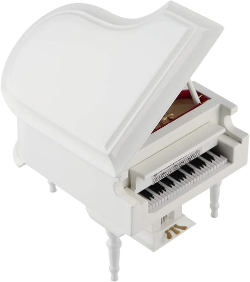 White Piano Toy with Bench and Case - Miniature Musical Model, Decoration Furniture Accessories for Birthday Gift