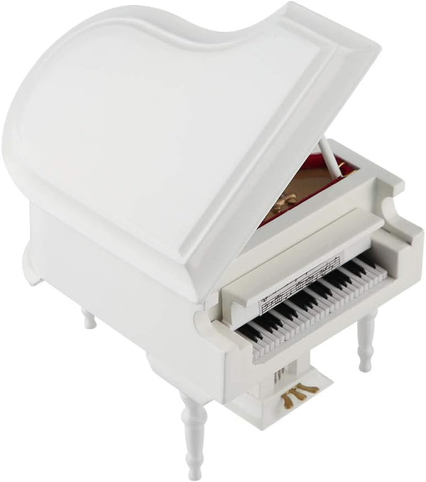 White Piano Toy with Bench and Case - Miniature Musical Model, Decoration Furniture Accessories for Birthday Gift