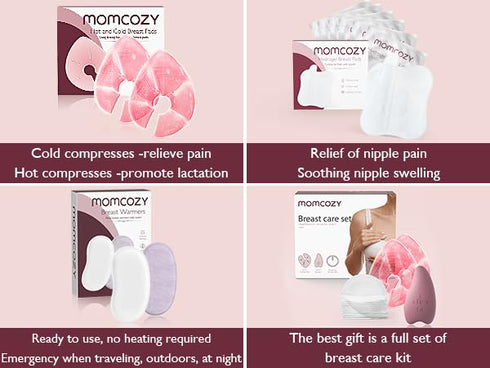 Momcozy Larger Breast Therapy Packs, Hot and Cold Breast Pads with Soft Covers, 2 Pack for Breastfeeding Relief