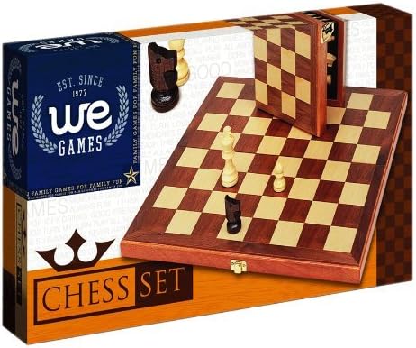 Foldable Wood Travel Chess Set - WE Games 11.5 in Walnut Board