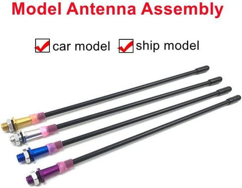 Fielect 5-Piece Set RC Antenna Tube - Black with Silver Mount & Cap