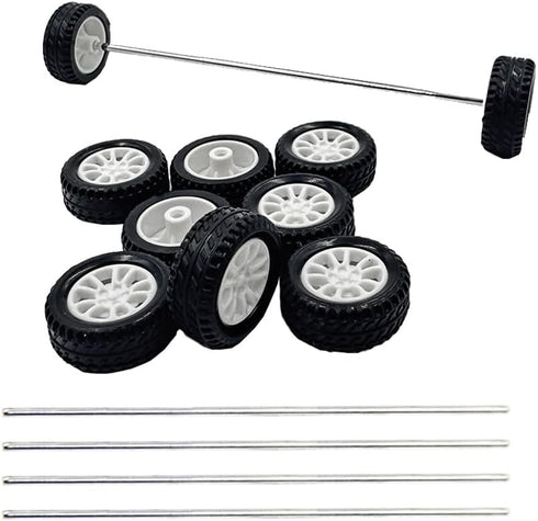 URIMPAVIDO 10PCS Small Toy Car Wheels 20mm Rubber Tire with 5PCS Shaft Round