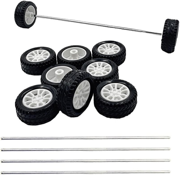 URIMPAVIDO 10PCS Small Toy Car Wheels 20mm Rubber Tire with 5PCS Shaft Round