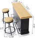 Dollhouse Furniture Metal Bar Table & Chair - Wood Top Pub Set, 1:12 Scale Miniature Accessories, Bar Counter Stool
