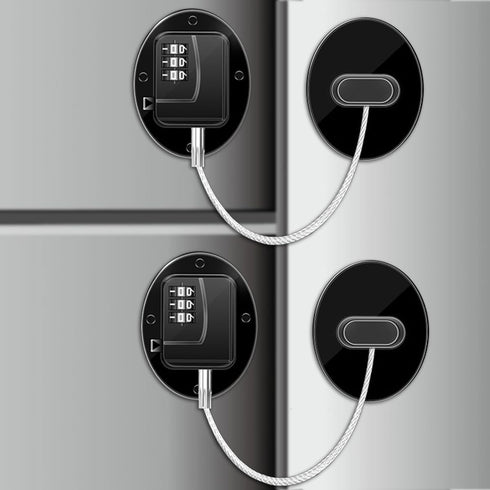 Refrigerator Lock, 2 Pack Combination Fridge Lock for Cabinets, Windows, Drawers, Child Safety Lock, Strong Adhesive