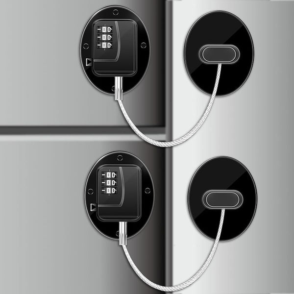 Refrigerator Lock, 2 Pack Combination Fridge Lock for Cabinets, Windows, Drawers, Child Safety Lock, Strong Adhesive