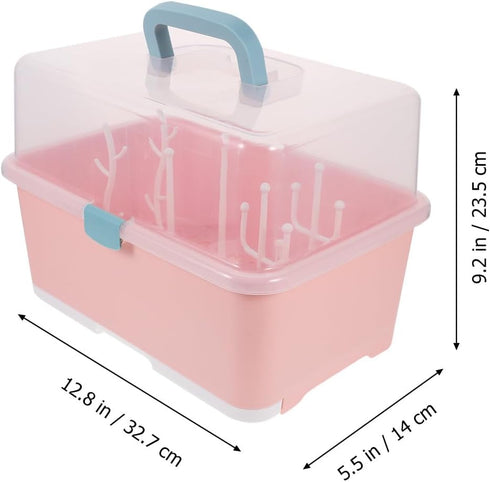 Countertop ibasenice Bottle Drying Rack with Cover Bottle Storage Box and Pacifier Organizer for Home Kitchen Use