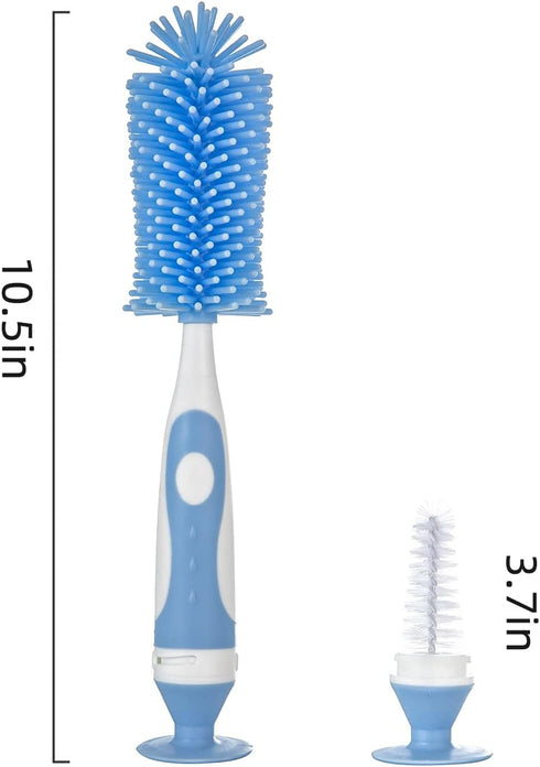 Multifunctional Baby Bottle Brush Cleaner Set - Silicone and Nylon Brush with Suction Cup
