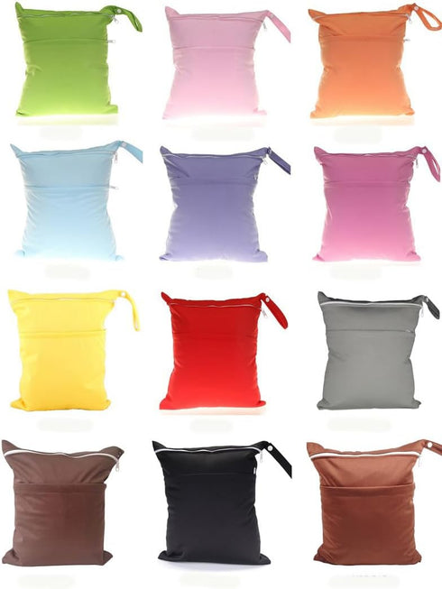 FUB 3 pieces Double zipper solid color diaper bag, diaper storage bag, waterproof