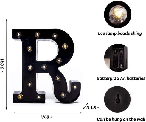 Foaky Black LED Marquee Number Lights Sign for Night Light, Battery Powered Wedding Birthday Party Decoration