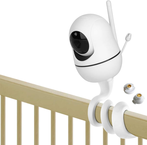 iTODOS Baby Monitor Mount Compatible with HelloBaby HB65/HB66/HB248, ANMEATE SM935E, Versatile Twist Mount - White