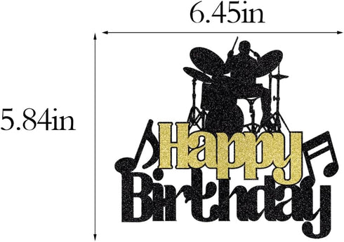 Drummer Sleyberoy Drum Kit Happy Birthday Cake Topper, Music Theme Party Rock Roll Band Decor (music)