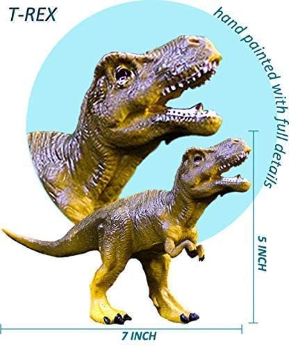 Set, 6 7 Inch 6 Pack OuMuaMua Dinosaur Toys, Plastic Dinosaur Figure Ideal Education Toys for Kids, Including T-Rex
