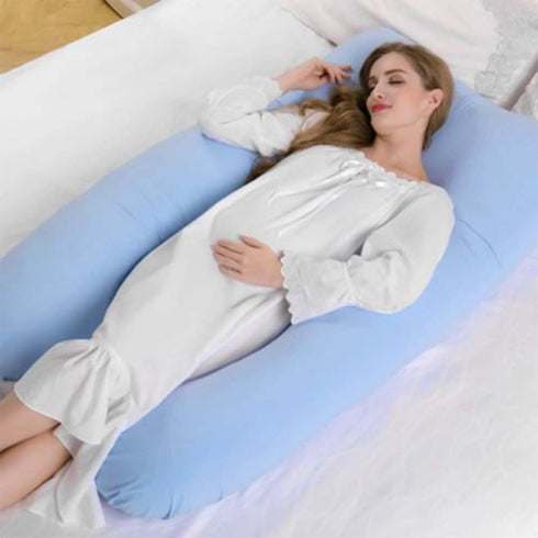 SHOWERORO U-Shape Pregnancy Pillow Case Soft Sky Blue Maternity Support Cover Washable Cushion Case for Body Support
