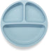 PandaEar Divided Unbreakable Silicone Baby and Toddler Plates, 3 Pack, Non-Slip, Dishwasher & Microwave Safe (Blue
