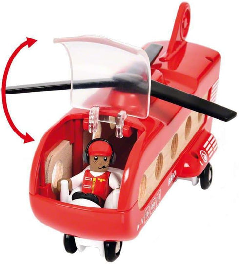 BRIO World 33886 Cargo Helicopter - Premium Wooden Train Toy, Safe & Durable, Compatible with All Sets for Kids