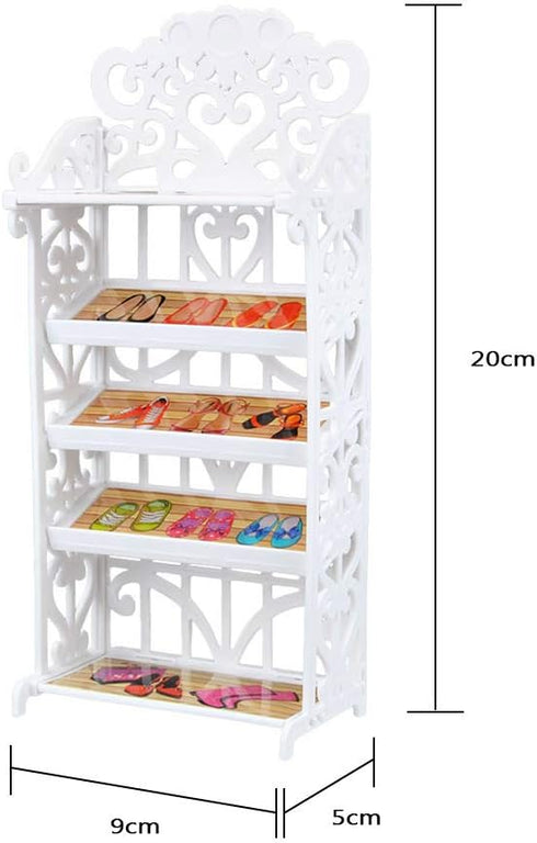 E-TING 1 Doll Shoes Rack with 20 Pairs Doll Shoes, High Heel Shoes Boots Sandals Set