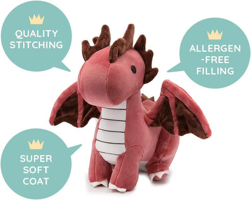 Bellzi Fire Dragon Plush Toy - Cute Stuffed Animal - Perfect Gift for Kids and Toddlers