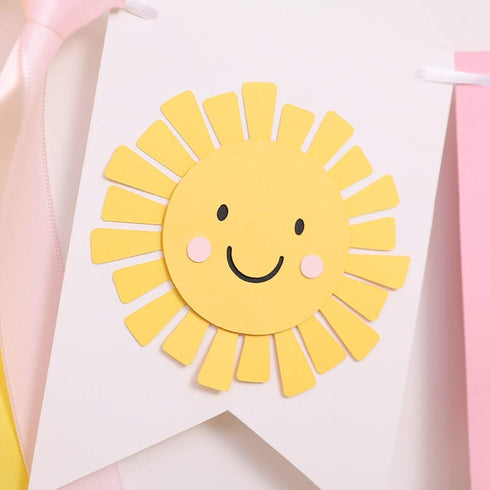 WAHAWU 1st Sunshine Highchair Banner - Girl Birthday Banner, One in the Sun Birthday, Photo Decoration Props
