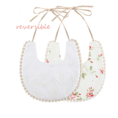 GZMM Baby Bib for Girls, Reversible Waterproof Handmade Cotton Drool Bib 0-12 Months, 2 Pack (Floral Mult-9)