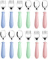 Pimoys 12 Pieces Toddler Utensils Set, Stainless Steel Baby Forks and Spoons, Safe Cutlery for Self Feeding