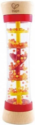 Hape Mini Wooden Musical Beaded Raindrops Instrument, Shake & Rattle Rainmaker Toy, Red