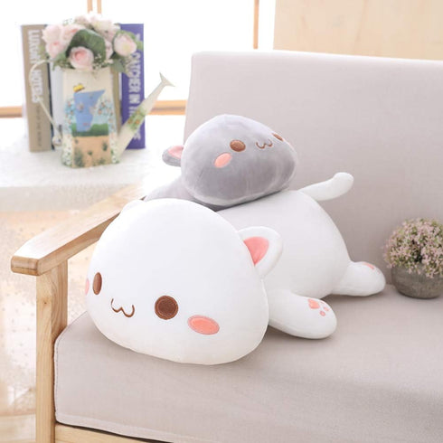 Jensquaify 13.7") Cat Stuffed Animals, Soft Cat Plush Pillow Kawaii Kitten Stuffed Animal Toy Gifts for Kids (Grey
