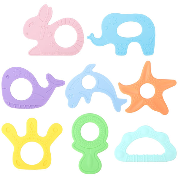 BEBOAN Silicone Baby Teething Toys, 8 Pack Cute Baby Teether Teething Ring