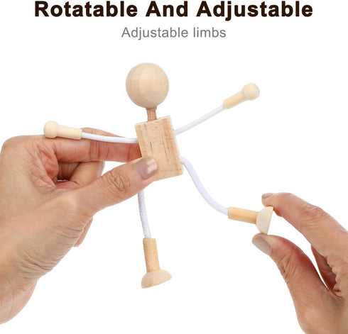 4 pcs Unfinished Wooden Robot Peg Dolls for DIY Painting Supplies
