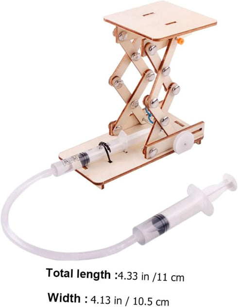 Toyvian 1 Set Hydraulic Lift Model Wood Puzzle Toy for Kids, Mechanical Model Building Kits
