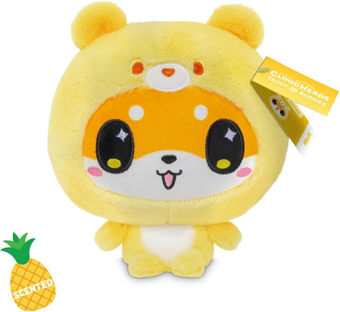 5-Inch TeeTurtle Cloudheads Mochi The Shiba Inu Dog Plush - Pineapple Cake Scented Teddy Berries Stuffed Animal