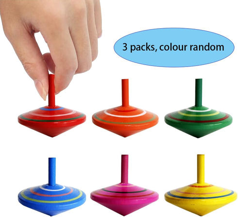 GoodPlay 3 Pcs/Set Gyroscope, Handmade Painted Wood Spinning Tops, Educational Kindergarten Toys